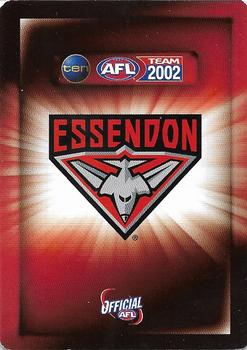 2002 Team Zone AFL Team #64 Matthew Lloyd Back
